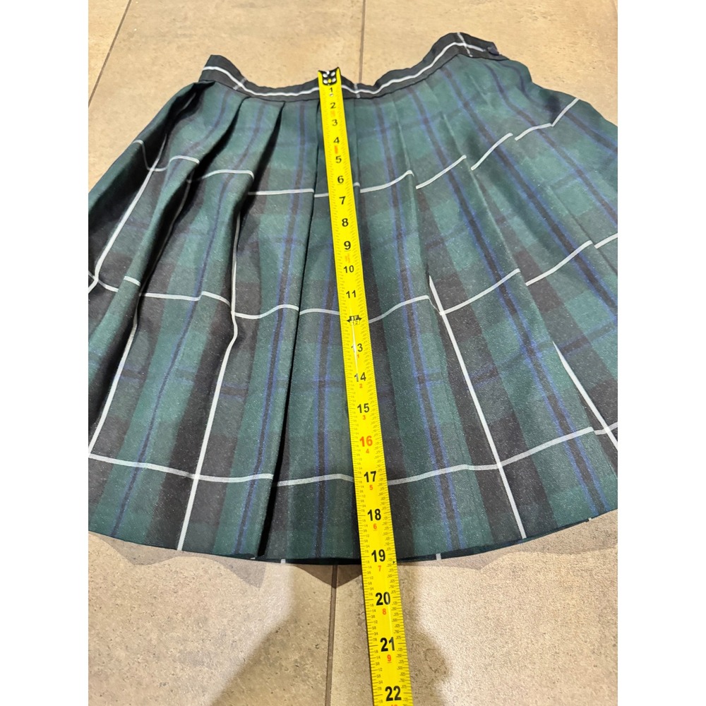 Dennis Uniform Girls Green Blue Plaid Pleated School Skirt Size 12 academia